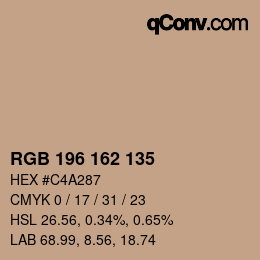 カラーコード: RGB 196 162 135 | qconv.com