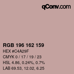 Farbcode: RGB 196 162 159 | qconv.com