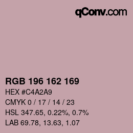 Color code: RGB 196 162 169 | qconv.com