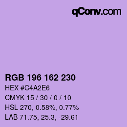 Color code: RGB 196 162 230 | qconv.com