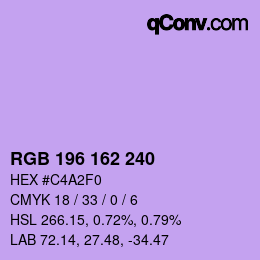 カラーコード: RGB 196 162 240 | qconv.com