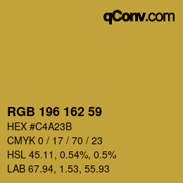 Color code: RGB 196 162 59 | qconv.com