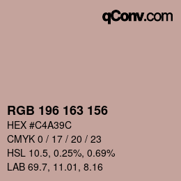 颜色代码: RGB 196 163 156 | qconv.com