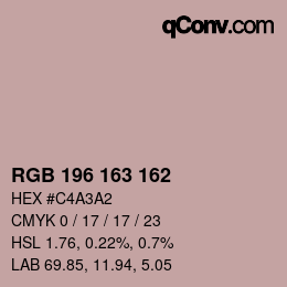 カラーコード: RGB 196 163 162 | qconv.com