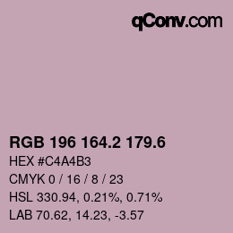 カラーコード: RGB 196 164.2 179.6 | qconv.com