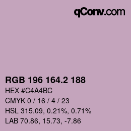 カラーコード: RGB 196 164.2 188 | qconv.com