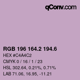 カラーコード: RGB 196 164.2 194.6 | qconv.com