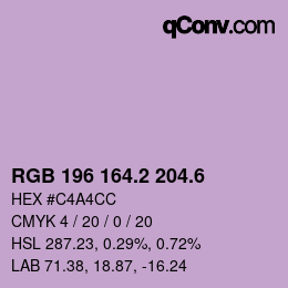 カラーコード: RGB 196 164.2 204.6 | qconv.com