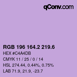 カラーコード: RGB 196 164.2 219.6 | qconv.com