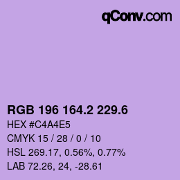カラーコード: RGB 196 164.2 229.6 | qconv.com