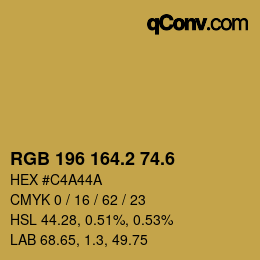 カラーコード: RGB 196 164.2 74.6 | qconv.com