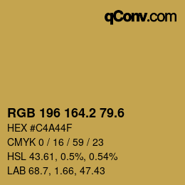 カラーコード: RGB 196 164.2 79.6 | qconv.com