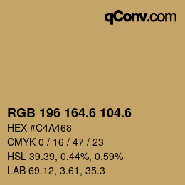 カラーコード: RGB 196 164.6 104.6 | qconv.com