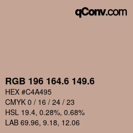 カラーコード: RGB 196 164.6 149.6 | qconv.com