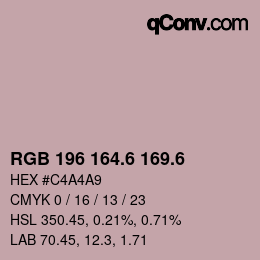 カラーコード: RGB 196 164.6 169.6 | qconv.com