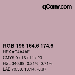 カラーコード: RGB 196 164.6 174.6 | qconv.com