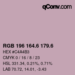 カラーコード: RGB 196 164.6 179.6 | qconv.com