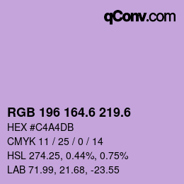 カラーコード: RGB 196 164.6 219.6 | qconv.com