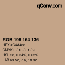 颜色代码: RGB 196 164 136 | qconv.com