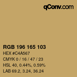 Color code: RGB 196 165 103 | qconv.com
