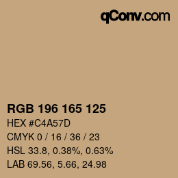 颜色代码: RGB 196 165 125 | qconv.com
