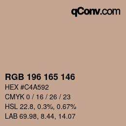 カラーコード: RGB 196 165 146 | qconv.com
