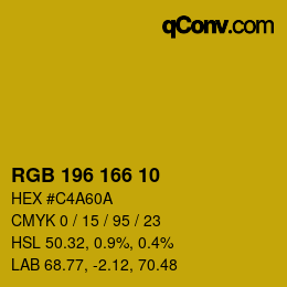 颜色代码: RGB 196 166 10 | qconv.com