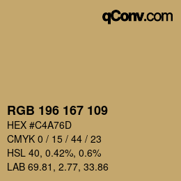 Color code: RGB 196 167 109 | qconv.com