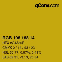 Color code: RGB 196 168 14 | qconv.com