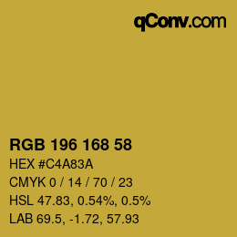 Color code: RGB 196 168 58 | qconv.com