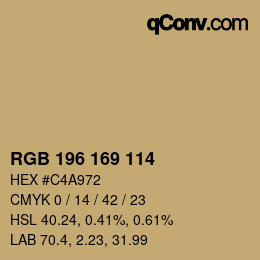 Color code: RGB 196 169 114 | qconv.com