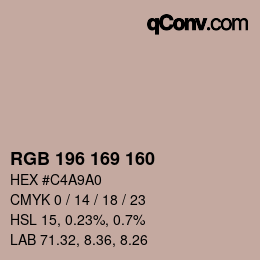 カラーコード: RGB 196 169 160 | qconv.com