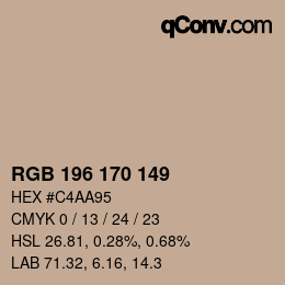 颜色代码: RGB 196 170 149 | qconv.com