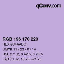 颜色代码: RGB 196 170 220 | qconv.com
