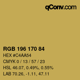 Color code: RGB 196 170 84 | qconv.com