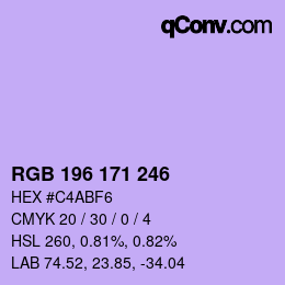 Color code: RGB 196 171 246 | qconv.com