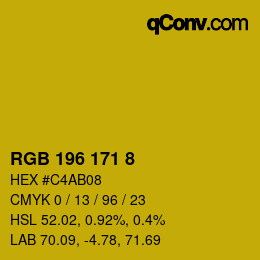 カラーコード: RGB 196 171 8 | qconv.com