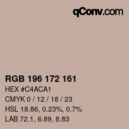 颜色代码: RGB 196 172 161 | qconv.com