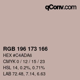 Farbcode: RGB 196 173 166 | qconv.com