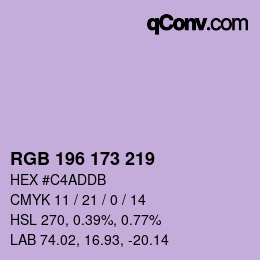 Código de color: RGB 196 173 219 | qconv.com