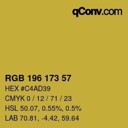Color code: RGB 196 173 57 | qconv.com