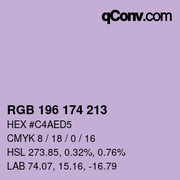 Código de color: RGB 196 174 213 | qconv.com