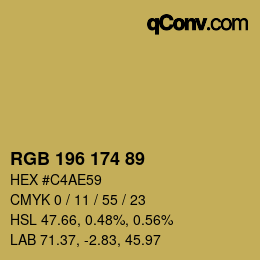 カラーコード: RGB 196 174 89 | qconv.com