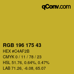 Farbcode: RGB 196 175 43 | qconv.com