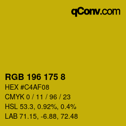 Color code: RGB 196 175 8 | qconv.com