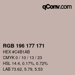 颜色代码: RGB 196 177 171 | qconv.com