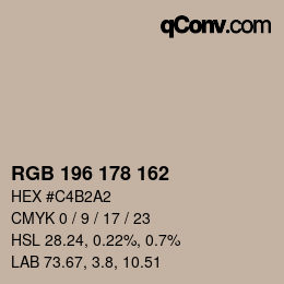 Farbcode: RGB 196 178 162 | qconv.com