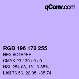 Color code: RGB 196 178 255 | qconv.com