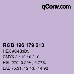 Color code: RGB 196 179 213 | qconv.com