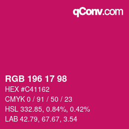 Color code: RGB 196 17 98 | qconv.com